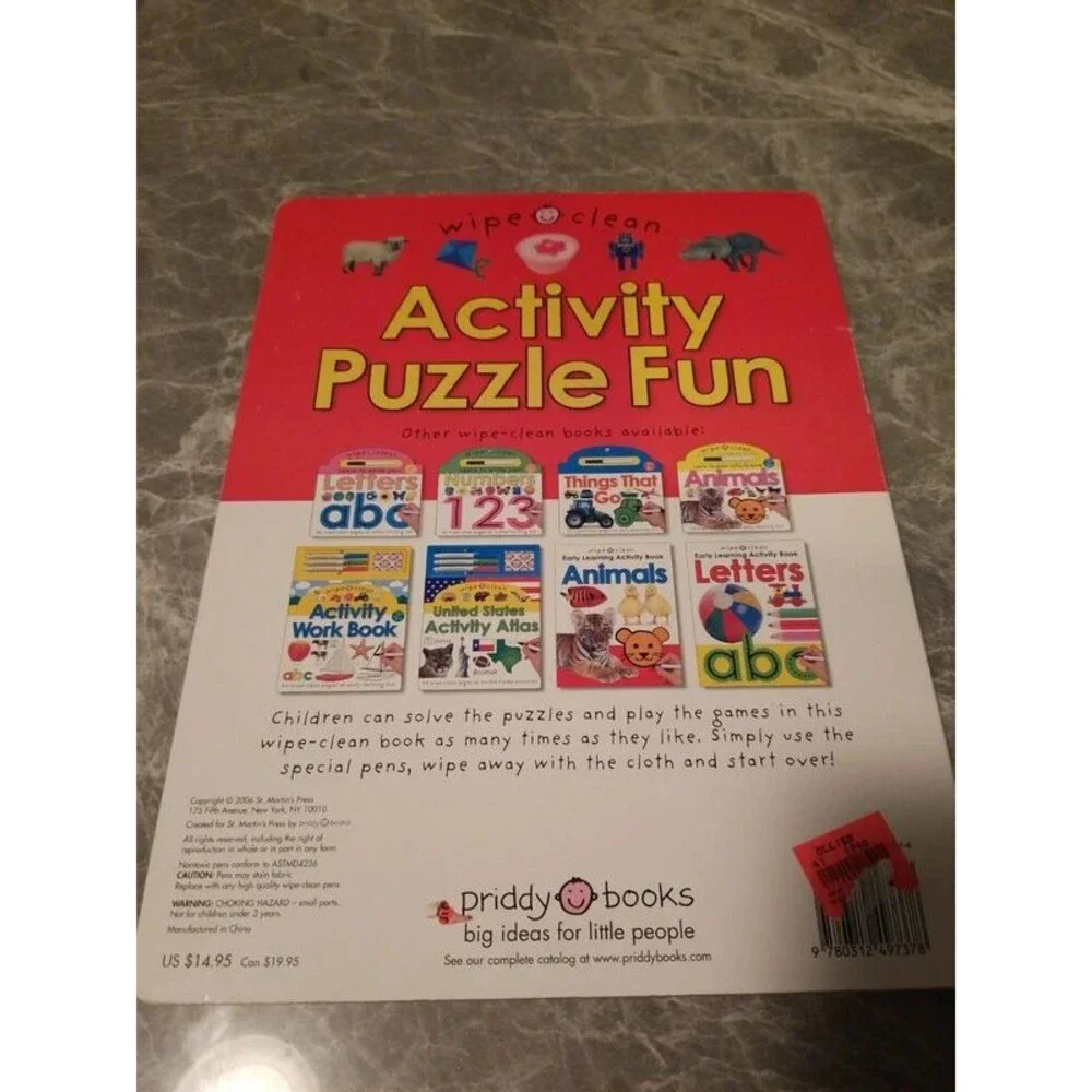 Large wipe clean activity puzzle fun book